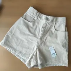 ベージュ コーデュロイ ハーフパンツ