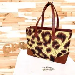 稀有【Vivienne Westwood】動物紋豹紋手提包 棕色×黃色