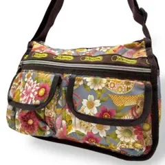 レスポートサック ショルダーバッグ 肩掛け 斜め掛け ナイロン 茶 花 フラワー