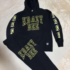 KRAZY BEE パーカーとパンツセット ブラック/イエロー　　Lサイズ