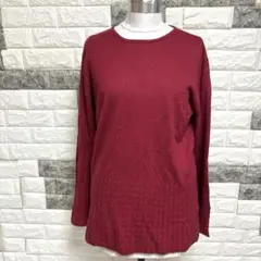 美品【 Dinah Flo】ダイナフロー長袖ニットMバーガンディウール混柔らか
