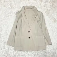【美品】KEITHキース テーラードジャケット 麻混 ステッチ ベージュ L