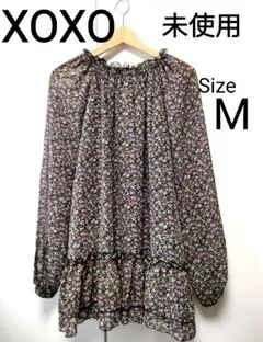 【新品未使用】XOXO 花柄 チュニックワンピース M　オフショルダー