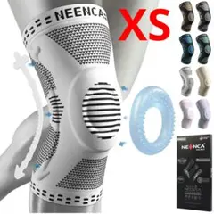 膝サポーター 半月板 スポーツ用 左右兼用 サイドバネ XS グレー