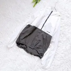 Java バイカラー ナイロンパーカー ホワイト グレー S フード付き 薄手