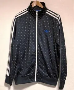 【美品】adidas トラックジャケット ジャージ ドット 水玉 黒 XL