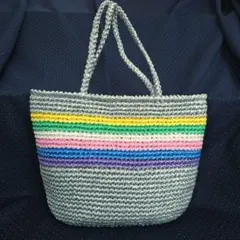ビニール紐で編んだトートバッグ　【ハンドメイド】