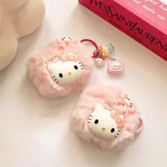 AirPodsケース かわいい ふわふわ ファー キーホルダー付き 保護ケースのサムネイル