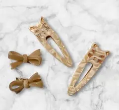 アクセサリー ヘアピン ヘアクリップ 猫 リボン 韓国 ポップ上品 重ね付け