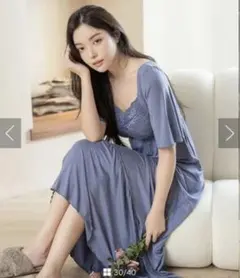 tu-hacci　ラクシアスリープ ナイトブラワンピース　半袖ロング丈