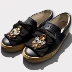 【美品】LANVIN ランバン ビジュー リボン スリッポン スニーカー 36のサムネイル