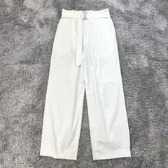 スローブイエナ【38】白 ワイドパンツ ハイウエスト タック入 春夏 キレイ系