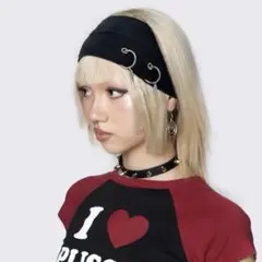 SHEIN シーイン パンク ヘアターバン ブラック トゲ ピアス風 2007