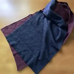 Glen Prince ドット柄ウールマフラー ネイビー✖️ワイン