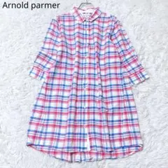 アーノルドパーマー　シャツワンピース　チェック　ブランドロゴ　総柄　配色　XL