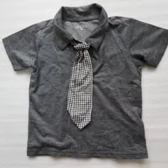 グレー ポロシャツ ネクタイ付き 120