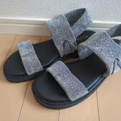 SESTO　シルバー ストラップ付き厚底サンダル　Lサイズ
