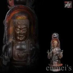 中国古美術『珍藏 牛角彫刻 蓮花観音像置物』大型 仏教美術 極細工