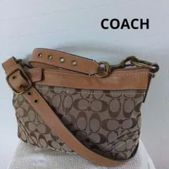 COACH　コーチ　ショルダーバッグ　肩掛け　総柄　茶系　ストラップ長さ調整可