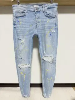 伸縮性強め ペイント ZARA MAN ストライプ ストレッチ デニム