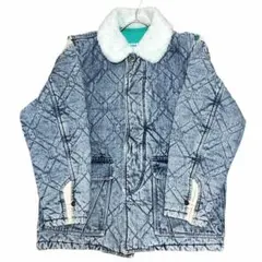 イタリア製 カレラ 中綿デニムジャケット 襟ボア ブルゾン ロゴ刺繍 c95①