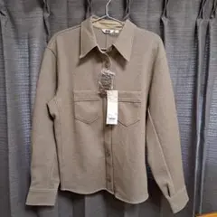 ユニクロユー ジャージーダブルポケットシャツ ベージュ L 4990円+税 U