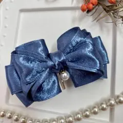 ハンドメイド　ポニーフック　ヘアアクセサリー　ハイグロー織リボン　 #384