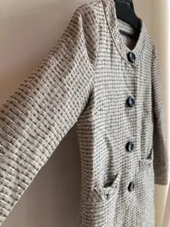 ノーカラーコート ツイード 美品♪のサムネイル