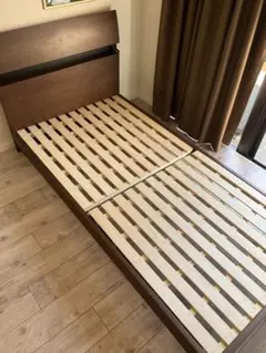 木製シングルベッドフレーム ブラウンのサムネイル