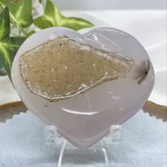 【天然石】瑪瑙 デンドリ◆ジオード ハートのカービング