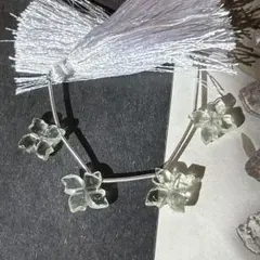 カービング　グリーンアメジスト　1連4粒　天然石ビーズ