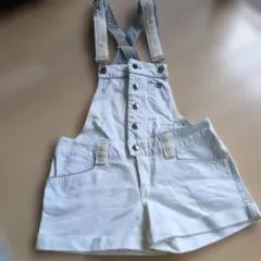 トミーガール　デニム　オーバーオールショートパンツ　白　Ｓ