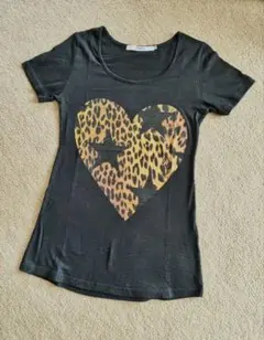 JOYRICE ヒョウ柄ハートプリント 半袖Tシャツ