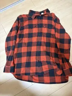 Levi's リラックスフィットネルシャツ L オレンジ/ブラック