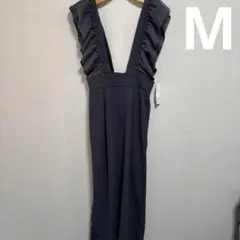 【サス付きナロースカート】Mサイズ　しまむら　フリル付き　スカート グレー