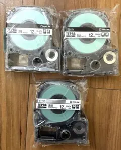 【新品】TEPRA テプラ ラベルテープ 12mm (白 透明) 3個セット