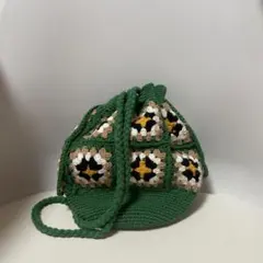 クロシェニットバッグ　緑