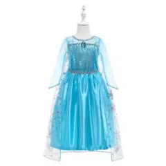 ハロウィン　コスプレ エルサ風 水色ドレス　女の子　120