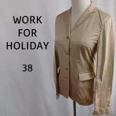 WORK FOR HOLIDAY　日本製ジャケット　38　ベージュ　3つボタンのサムネイル