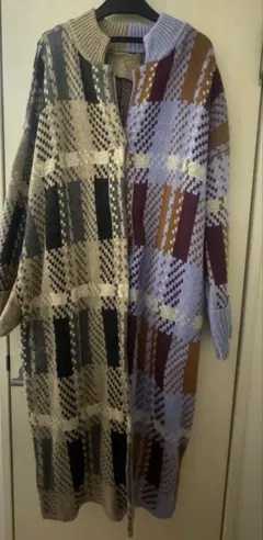 オズモーシス　チェックジャガードニットコート