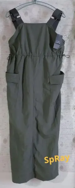 SpRay✳️新品タグつきナイロンカーゴジャンパースカート カーキワンピース
