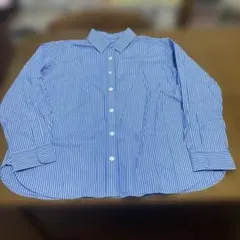 無印良品　青と白のストライプ 長袖シャツ