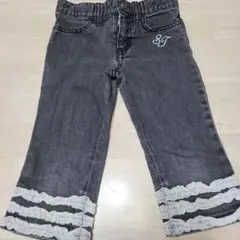 ダークグレー デニム 半ズボン 110cm SJ刺繍