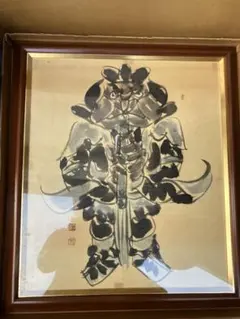 美品 佐々木英夫「持国天 立像 戎壇堂」油彩 大作 1988年作 銀箔仕様 仏像 美品 佐々木英夫「持国天 立像 戎壇堂」油彩 大作 1988年作 銀箔仕様