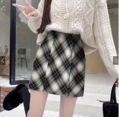 【新品・タグ付き‼️】GRL インパン裏地付きチェック柄タイトミニスカート
