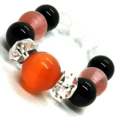 天然石リング☆オレンジキャッツアイ　ブラックオニキス　チェリークォーツ