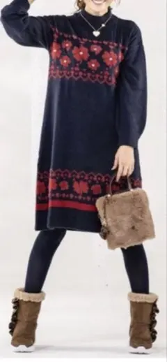 &LOVE ハートクローバージャガードニットワンピース　未使用タグ