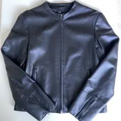 美品 23区　ニジュウサンク　ノーカラーレザージャケット　羊革　ブラック　40