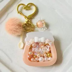 シャカシャカキーホルダー　ホワイトピーチ