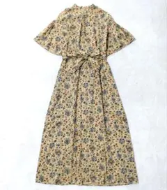 A303サービス品♡着物リメイク正絹紬フレンチ袖ワンピース☆リボン